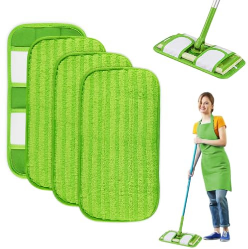 RHHGHY 4 Piezas para Swiffer Sweeper Mopa Microfibra Repuesto Kit,29x15cm para Swiffer Sweeper Almohadillas de Reutilizables, para Secos y Limpieza de Suelos Húmedos