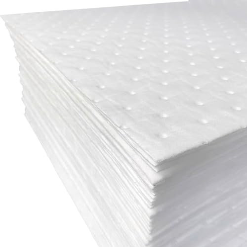MFLCBK Tapis Absorbant D'huile, Absorbant Rouleau D'huile Coussinets Absorbants Huile Tapis(Uniquement Huile/Carburant) Industrielle(Size:4mm-100 Sheet,Color:Blanc)