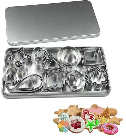 Mini-Ausstecher Ausstechformen aus Edelstahl Set-30 Stück,DIY Fondant Plätzchenausstecher,Blumen Ausstecher,Sternblumen-Sechseck Rundes Herz Quadratisches Dreieck Regentropfen Formen Cutter