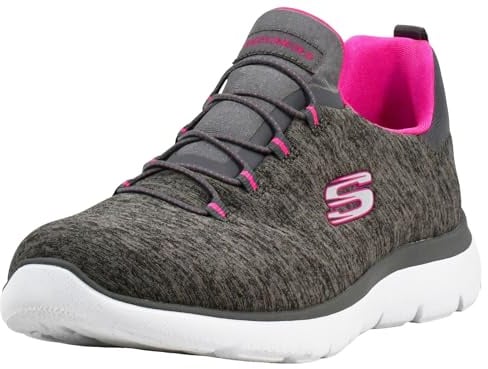 Skechers Women's Summit - Quick Getaway Sneaker, Charcoal/Hot Pink, 8 UK