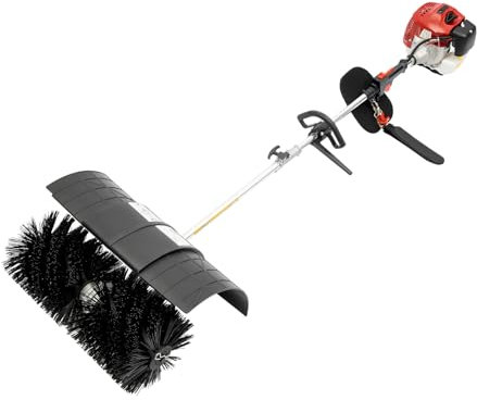2.3 Performance 52CC Handheld Gas Broom - Walk Behind Sweeper for Driveways, Lawns, Artificial Grass, and Snow Cleaning, Efficient Blade Collector in Black and Red