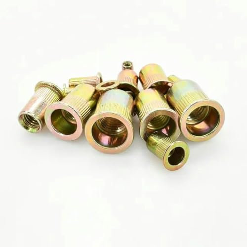 Blindnietmuttern aus Edelstahl, Flachkopf-Gewindemuttern, Einsatz aus Metall-Aluminiumlegierung, Flanschmutterneinsatz M3 M4 M5 M6 M8 M10 M12, Nietmutter-M6 (20 Stück) - Kohlenstoffstahl