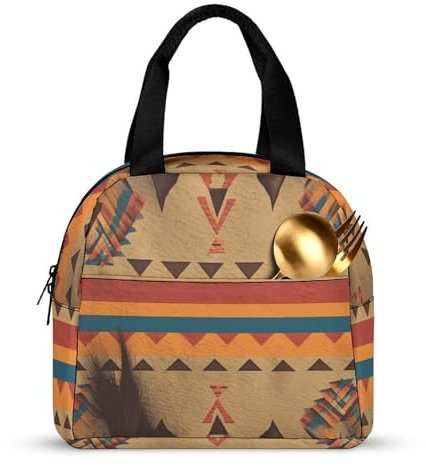 Wiederverwendbare Lunchtasche für Damen, isolierte Lunchbox für Herren, Lunchbox, Indianer-Muster, Lunch-Kühltasche, auslaufsicher, Lunchbehälter für Arbeit, Picknick, Reisen