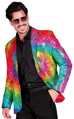 CREATIV DISCOUNT NEU Herren-Kostüm Pailletten-Jacke Batik-Style, Gr. XXL