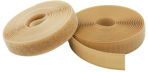 KLEBASTO Klettband zum nähen | SET Hakenband und Flauschband | Klettverschluss zum nähen | Hohe Verschlusskraft (Beige, 20mm x 3 m)