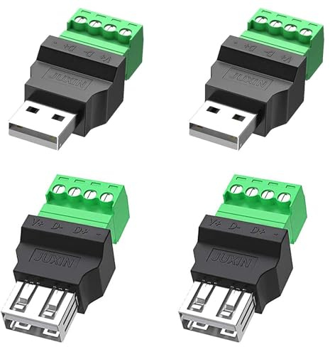 PENGLIN 4 Stück USB 2.0 Stecker Buchse auf 4 poligen Schraubanschluss-Adapter