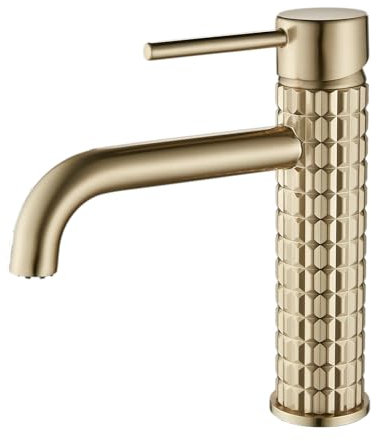 Bathroom Sink Mixer Taps Brushed Gold Brass Basin Mixer Tap One Hole Bathroom Mixer Tap Single Lever Water Tap
