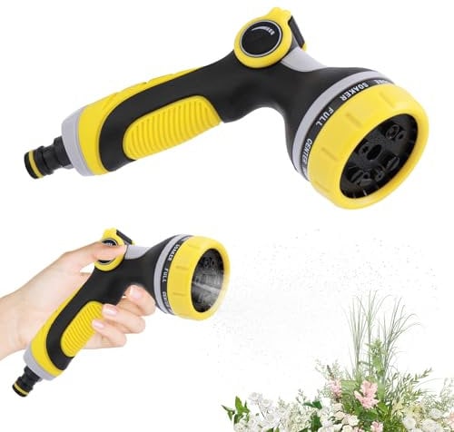 Miawtro Hose Pipe Spray Gun, One-Button Garden Hose Spray Gun with 10 Adjustable Water Spray Modes, Hose Gun Fits All Garden Hoses, Hose Gun for Irrigation, Swimming Pool Cleaning, Car Washing