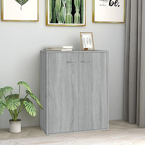 Myheimly Sideboard mit 2 Türen Kommode Anrichte Mehrzweckschrank Schrank Beistellschrank Flurschrank Standschrank 60x30x75cm Holzwerkstoff Grau Sonoma