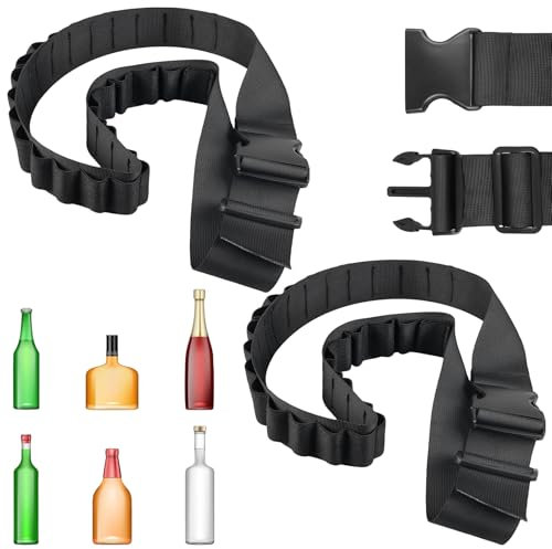 Lot de 2 ceintures à cartouches, à 27 trous, en nylon, à liqueur et à coque, avec bandoulière réglable, pour carnaval, enterrement de vie de jeune fille