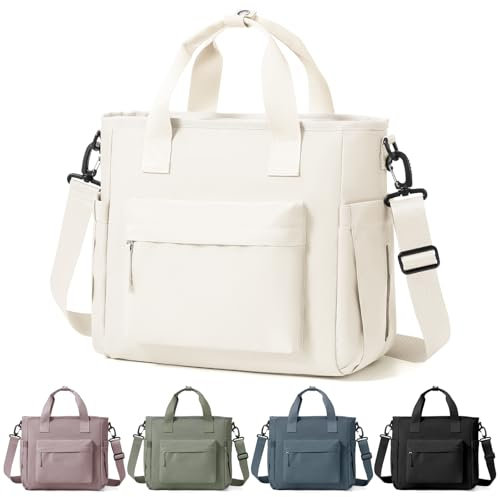 HPLQQ Bolsa Térmica Porta Alimentos, Bolsa Comida Trabajo con Correa Ajustable, Lunch Bag Bolsa Almuerzo Isotermica Impermeable para Mujer Trabajo, Oficina, Colegio y Picnic,A3-Beige