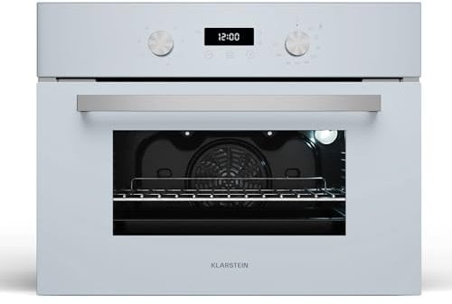 Klarstein SpaceSmart Four Encastrable Chaleur Tournante - 41 L, 8 Fonctions, Minuterie Numérique, Nettoyage Vapeur, Porte Amovible, Classe Énergétique A, Design Compact