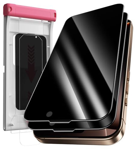 Hoerrye Privacy Screen Protector for iPhone 16 pro，Anti Spy，Easy Installation，3D Full Coverage Tempered Glass 9H Hardness Shatterproof,Anti Fingerprint,Bubble Free，2 Pack