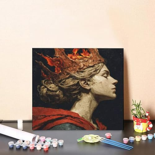 Peinture par Numero Femme Peinture Numero Enfant Reine Paint by Numbers, DIY Activite Manuelle Adulte Couleur Painting avec Accessoires pour Décoration Murale, Cadeau Femme 80x80cm Sans Cadre 5-39E7