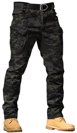 MJGkhiy Pantalon De Travail Homme Cargo Élastique Randonnée Moto Combat Pantalon Chino avec Plusieurs Poches Coton Stretch Chasse Treillis Militaire Pantalon De Chasse Jogging