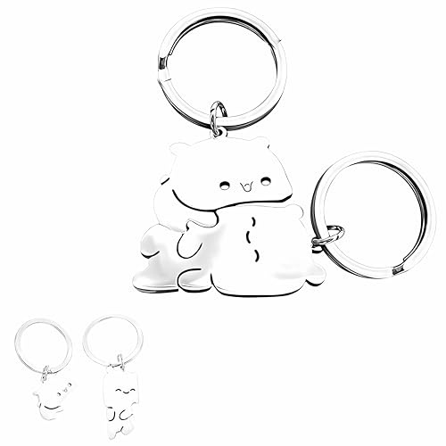 HJDJBD 2 Stück Schlüsselanhänger Bär Paar,Partner Schlüsselanhänger,Puzzle Bär Partner,Pärchen Geschenke,Metall Pärchen Niedlicher Keychain,Paar Schlüsselhanger,für Partner Freundschafts Geschenke