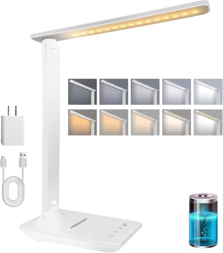karidi Lampada da Scrivania Senza Fili Ricaricabile, Lampada da Tavolo con Batteria 4000mAh, LED Luce da Lettura Piegevole, 5 Modalità & 5 Luminosità, per Studio, Ufficio e Camera da Letto