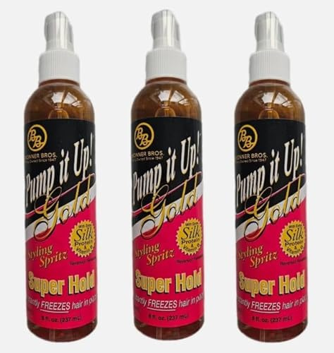 3xBronner Brothers Pump It Up Spritz Gold Super Hold Styling Spritz