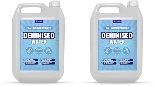 Pure Safe Deionised Water 5 Litre Mineral-Free Water for Car Batteries, Steam Irons, Cleaning & Laboratory Use, No Impurities, Multi-Purpose Distilled Water Alternative (Pack of 2)
