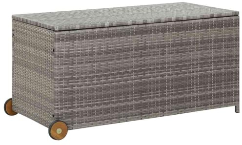 KGHFDVB Large Outdoor Cushion Storage Box Waterproof Deck Box with Wheels Indoor Outdoor Patio Storage Light Grey Poly Rattan Garden 120x65x61 cm