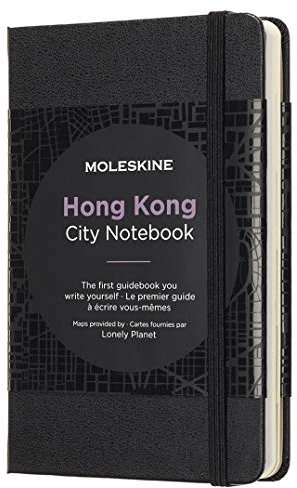 Moleskine City Notebook Hong Kong (mit weißen und linierten Seiten, Notizbuch mit Hardcover, elastischem Verschluss und Stadtplänen, Größe 9 x 14 cm, 220 Seiten) schwarz