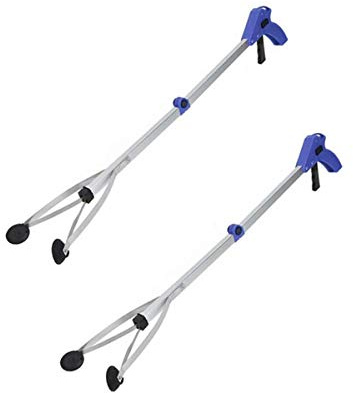[New Version] 2 Pack Foldable Reacher Grabber Tool, Long 32 Foldable Extender Gripper Tool, Suction Cups for Precise Work, Claw Trash Garbage Picker, Garden Nabber, Mobility Aid Pick Up Tool