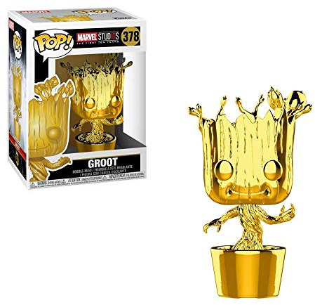 Funko POP! Bobble: Marvel: Marvel Studios 10: Groot - (Chrome) - Collectable Vinyl Figure - Gift Idea - Official Merchandise - Toys for Kids & Adults - Movies Fans - Model Figure for Collectors