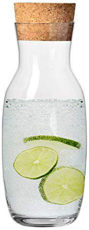 KROSNO Karaffe mit Naturkorken für Wasser, Säfte und andere Getränke | 1000 ML | Reine Sammlung | Perfekt für Home, Restaurants und Partys Geschirrspüler und Mikrowelle Safe