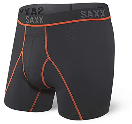 Saxx Kinetic Light Compression Mesh Boxer Briefs, Black/Vermillion - XL