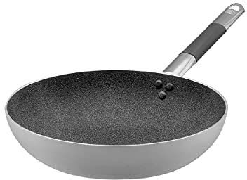 Pentole Agnelli Linea Shark Skin Padella Svasata Alta, Argento, 24 Cm