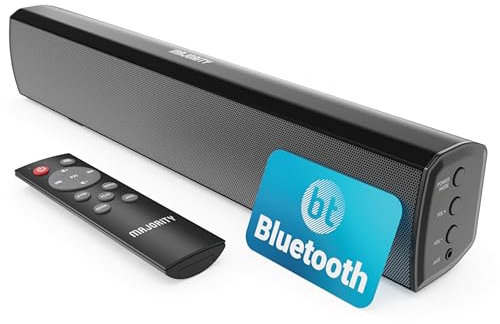 Majority Barra de sonido de 15 pulgadas para TV, barra de sonido Bluetooth de 50 vatios, altavoz de audio para el hogar, barra de sonido de PC pequeña y barra de altavoces | AUX, RCA, óptico, USB |