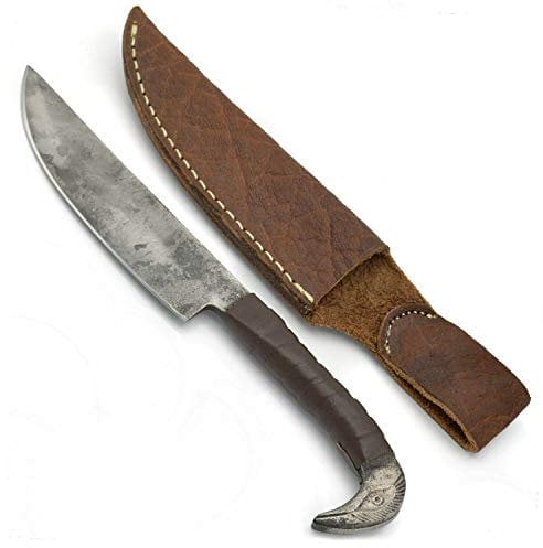 Kestrel Industries Chef, Kitchen Knife with Raven Head Handle, 12.7 cm Long Carbon Steel Blade