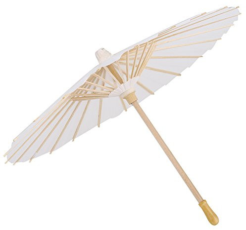 Tyenaza Papier Regenschirm, Papierschirm Handgemachter Sonnenschirm aus Ölpapier, Reines Weiß, Klassische Chinesischer Stil Sonnenschirm Hochzeit Braut Party Dekor Foto Cosplay Prop (40cm)