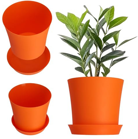 KADAX Pot de fleurs en plastique 9 couleurs Protection des plantes Pot de plantes pour balcon terrasse Pot pour plantes violettes Vase de fleurs Protection Protection Fleur (Ø11 cm, orange)