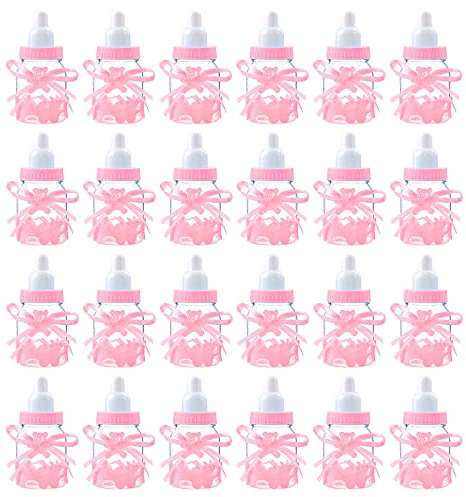 Candy Bottle Baby Shower, 24 PCS Fillable Candy Bottles for Boys & Girls Party Supplies, Baptism & Christening Decoration