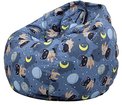 B Blesiya Leinentuch Sitzsack Stuhlbezug Kinder Organisieren Kuscheltiere Faul Sofa Sitz Sitzsack Reißverschluss Aufbewahrungstasche für Teens Wintergarten - Katze