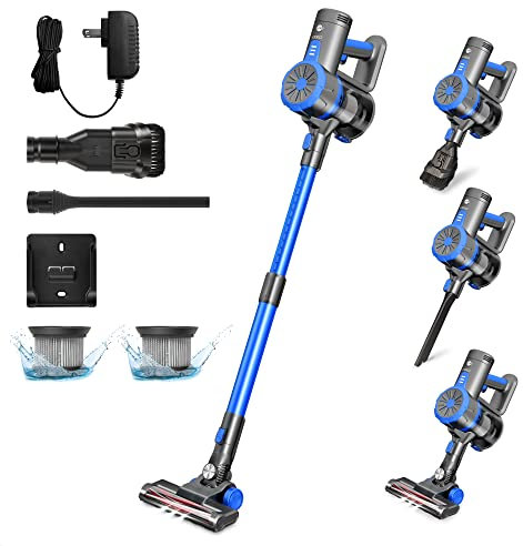 EIOEIR Cordless Stick Vacuum Cleaner, 45 Minutes Runtime, 4 in 1 Lightweight Stick Vacuum Cleaner 200 W, 3 Power Modes, HEPA Filter for Hardwood Floors, Carpet, Pet Hair, Car (E20 Pro)