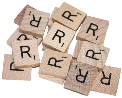 Scrabble-Fliesen aus Holz, zum Basteln, personalisierte Geschenke (Buchstabe R, 50 Stück)