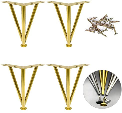 KOOEIN Möbelfüße Verstellbar X4,tischbeine Aus Edelstahl,schrankfüße,Sofa,badezimmerschrank,couchtisch,schwerlast Dreieckige Beine,metallbeine Für Heimwerker,rutschfest,Gold-40cm/16in