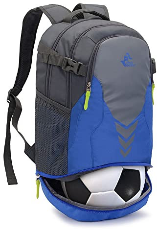 free knight Rucksack mit Bottom Ball Compartment - große Kapazität Sportgeräte Tasche für Jugend Jungen Mädchen Fit Basketball Volleyball Fußball Soccer Ball (Blau)
