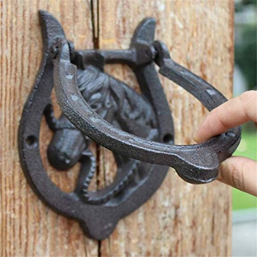 Samnuerly Pferdekopf Türklopfer Griff Retro Vintage rauer Gusseisen Türklopfer rustikaler Türklopfer für Stadthaus Landhof 1121