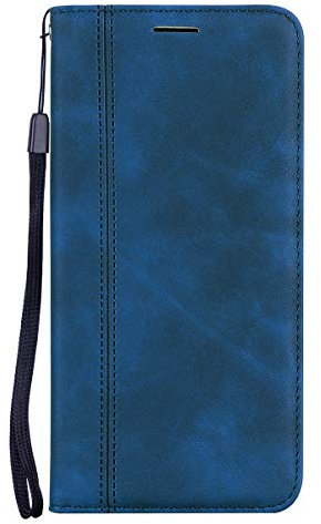 Midmelon Flip Leather Wallet Phone Case for Apple iPhone 7G / 8G / SE 2020 / SE 2022, Sturdy Shockproof Cover with Magnetic Attraction Card Slots Stand Landscape Blue