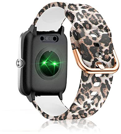 SeNool Armband Kompatibel mit ID205L ID205S ID205G ID215G ID216 SW020 SW021 SW023 YM020 YM021 YM023, [19mm Silikon Ersatzband], Uhrenarmband für Uwatch3/Uwatch GT/Blackview R3/R3 Pro - Leopard