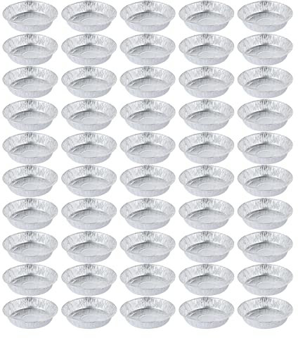 50 Pieces 7 Inches Pie Pans Disposables Aluminum Foil Pie Plates for Baking, Cooking Aluminum Foil Pans, Convenient Foil Trays for Baking, Storing, Reheating, Meal Prep Aluminium Containers