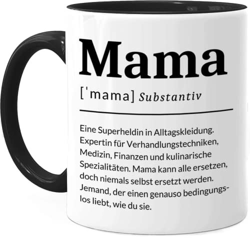 Tassenliebling® Definition Mama Tasse personalisiert Schwarz - Beidseitiger Druck - Geschenk zum Muttertag oder Geburtstag für die beste Mama der Welt von Tochter oder Sohn