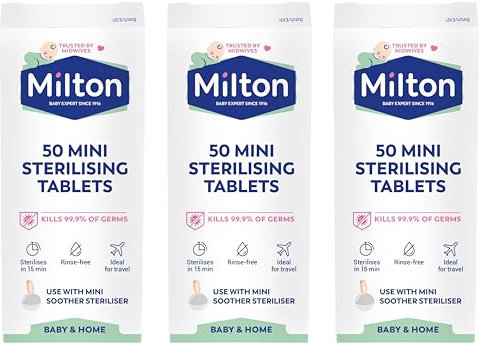 Happy Bees Bundle Milton Mini Sterilising Tablets 50 per Pack (3 Pack) for Use with The Milton Soother Steriliser Only