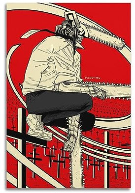 VZRSQZK Poster mit Anime-Kettensägen-Mann, dekoratives Gemälde, Leinwand, Wandposter und Kunstdruck, modernes Familienschlafzimmer-Dekor-Poster, 20 x 30 cm