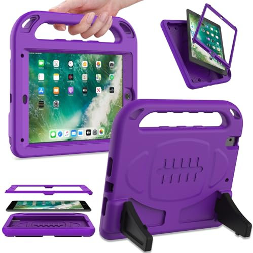 SINSO Funda infantil para iPad de 6ª/5ª generación, iPad de 9.7 pulgadas 2018/2017 y iPad Air 2, protector de pantalla integrado, funda para niños con mango a prueba de golpes, funda para niños para