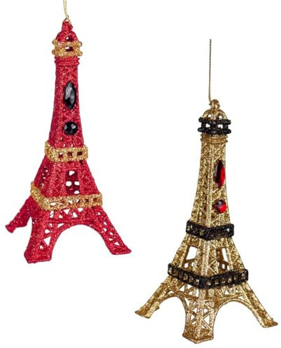 Baumschmuck Eiffelturm (2er Set), rot Gold - Paris - Baumkugel, Weihnachtsdeko, Christbaumkugel; Weihnachten