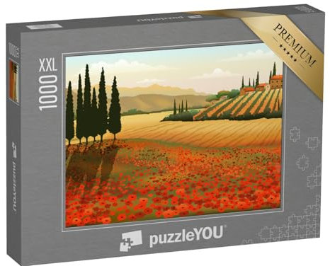 Puzzle 1000 Teile XXL „Sommertag der Toskana, Italien, Illustration“ – aus der Puzzle-Kollektion Kunst & Fantasy